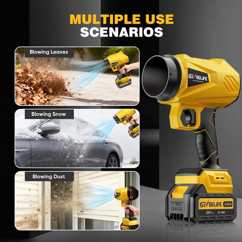 GEVEELIFE 200W Cordless Turbo Jet Blower, Handheld Leaf & Dust Cleaner for Yard, Car & Home