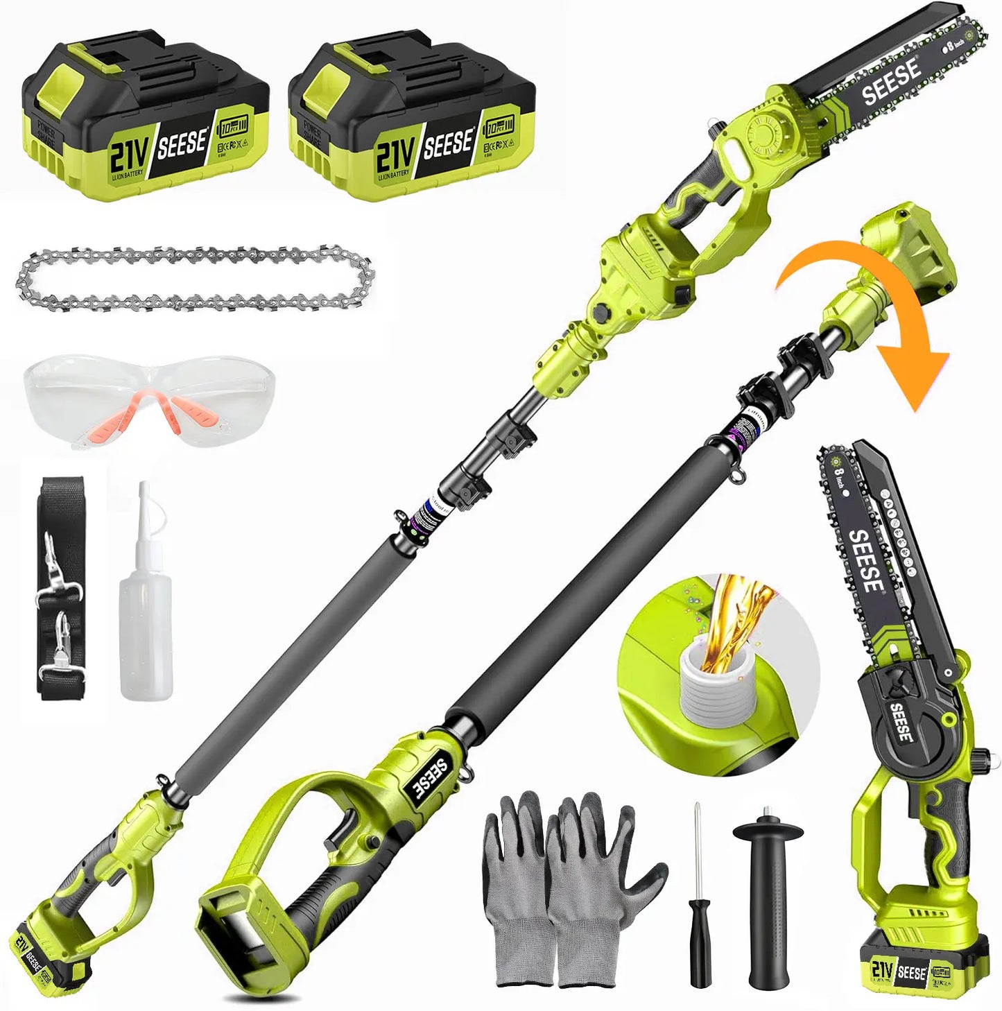 2-in-1 Brushless 8" Mini Chainsaw & Pole Saw for Easy Tree Trimming