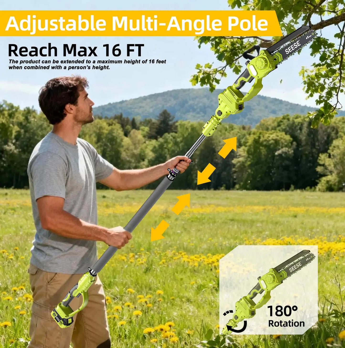 2-in-1 Brushless 8" Mini Chainsaw & Pole Saw for Easy Tree Trimming
