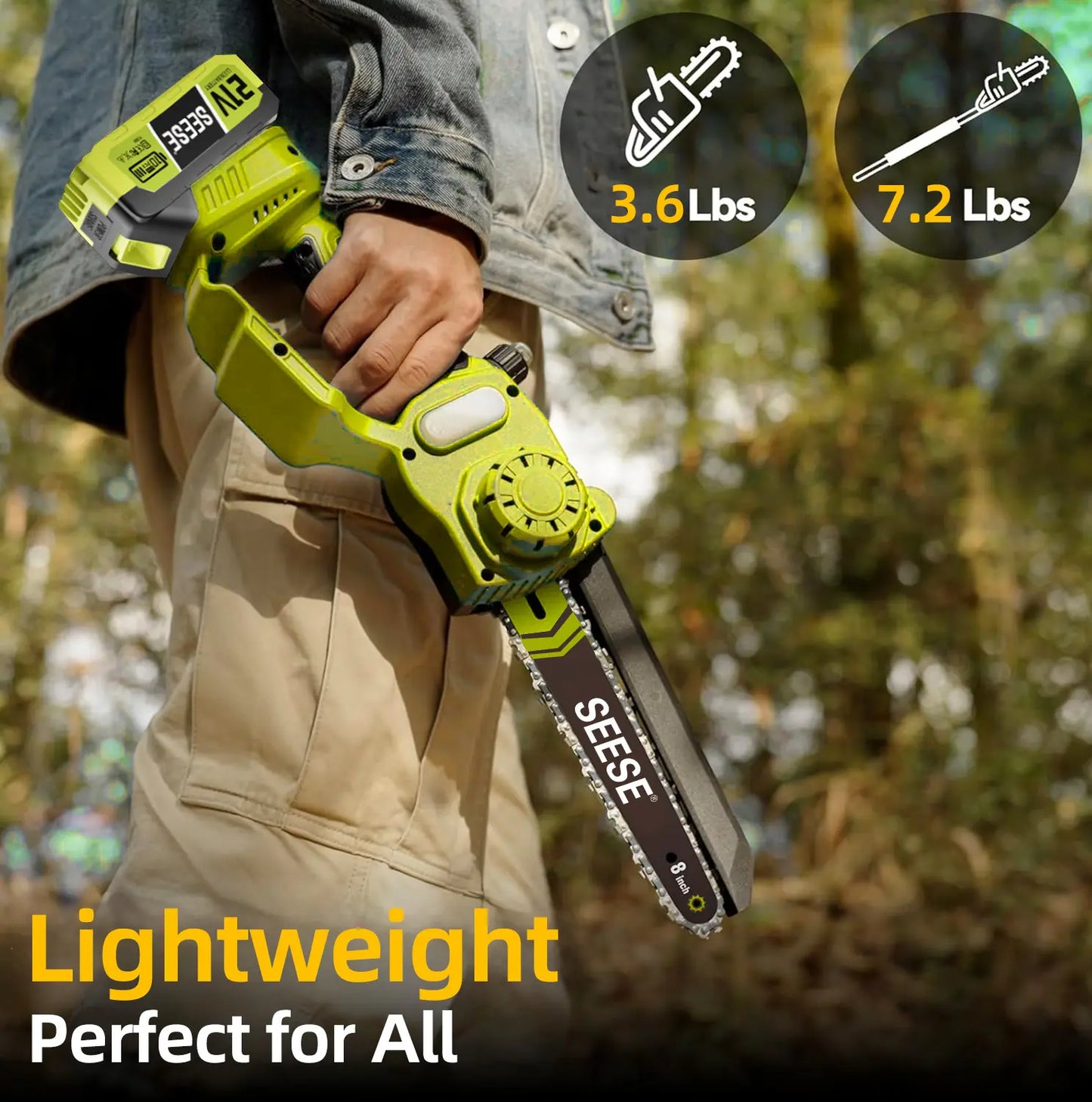 2-in-1 Brushless 8" Mini Chainsaw & Pole Saw for Easy Tree Trimming