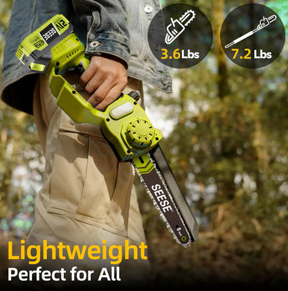 2-in-1 Brushless 8" Mini Chainsaw & Pole Saw for Easy Tree Trimming