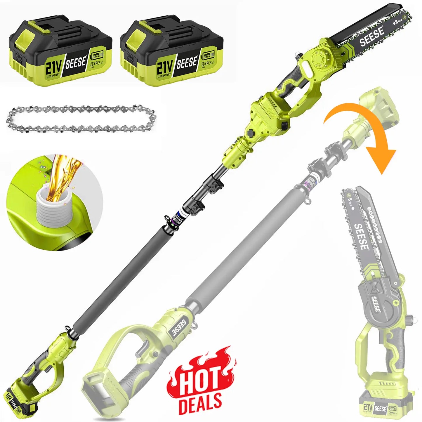 2-in-1 Brushless 8" Mini Chainsaw & Pole Saw for Easy Tree Trimming