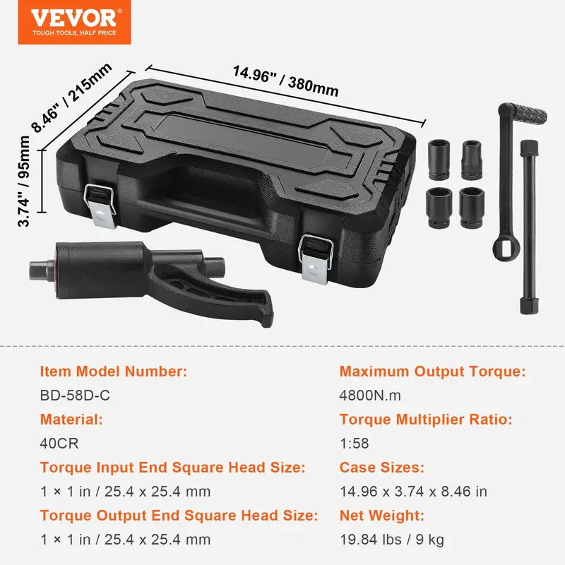 EVOR Torque Multiplier 1-inch Drive Wheel Hub Nut Wrench/Multiplier