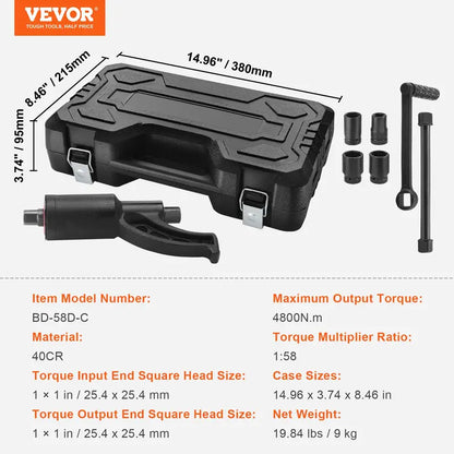 EVOR Torque Multiplier 1-inch Drive Wheel Hub Nut Wrench/Multiplier