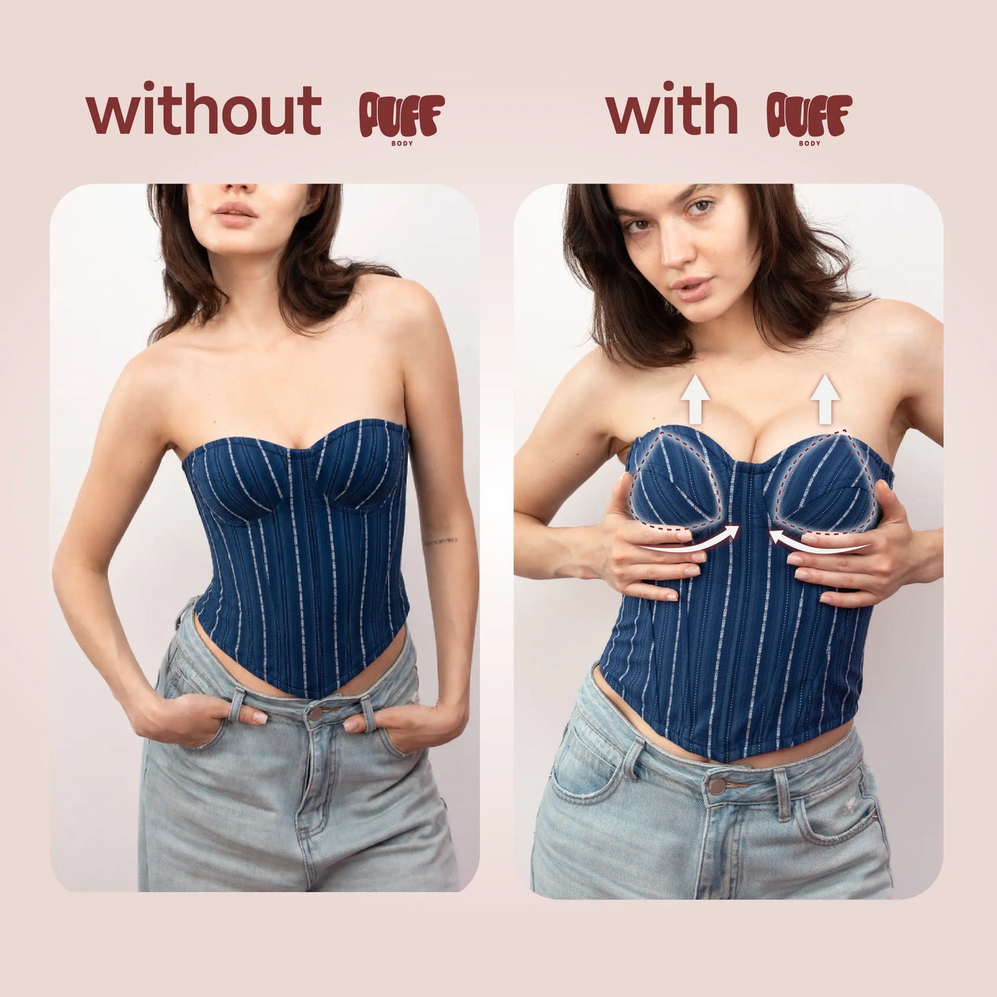 Invisible lifting and shaping bra pads that prevent wardrobe malfunctions and are reusable.