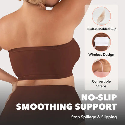 Convertible strapless bandeau bra, wire-free and comfortable, suitable for various outfits.