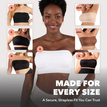 Convertible strapless bandeau bra, wire-free and comfortable, suitable for various outfits.